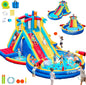 Inflatable Water Slide Bounce House with 550 W Blower, Blow up 8-in-1 Waterslide - Ohberri