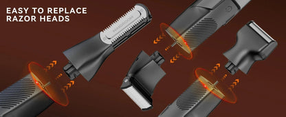 3 in 1 Men Bidirectional Body Hair Trimmer Electric Shaver IPX6 Waterproof Double-edged Razor Ohberri