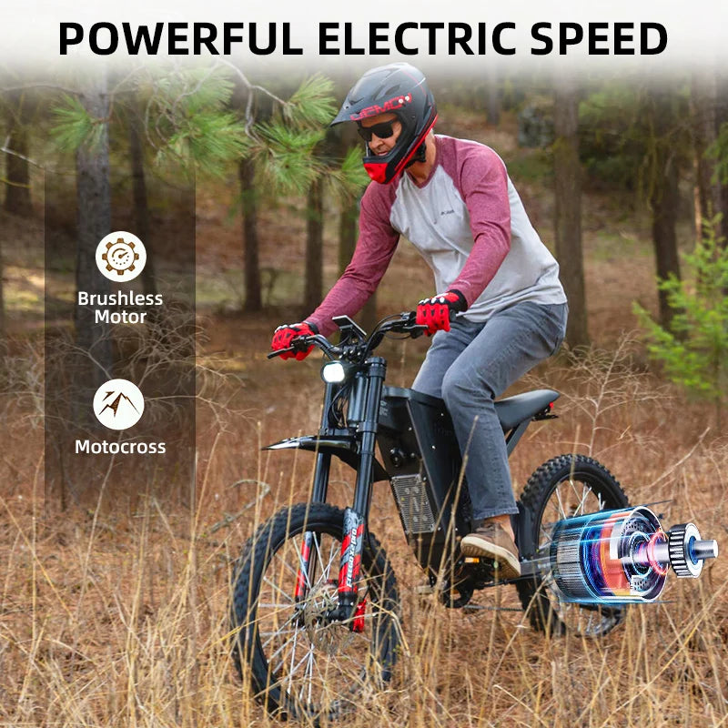 6000W Brushless Gearless Motors 30AH Lithium Battery Speed 90Kmh Electric Dirt Bike - Ohberri