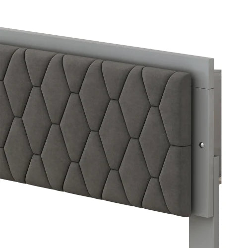 4-Pieces Bedroom Sets Queen Size Upholstered Bed with LED Lights, Mirrored Nightstands and Dresser with Metal Handles and Legs - Ohberri