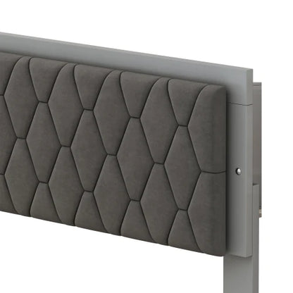 4-Pieces Bedroom Sets Queen Size Upholstered Bed with LED Lights, Mirrored Nightstands and Dresser with Metal Handles and Legs - Ohberri