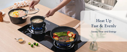 Pots and Pans Set, Nonstick Cookware Sets Black Granite Induction Ohberri