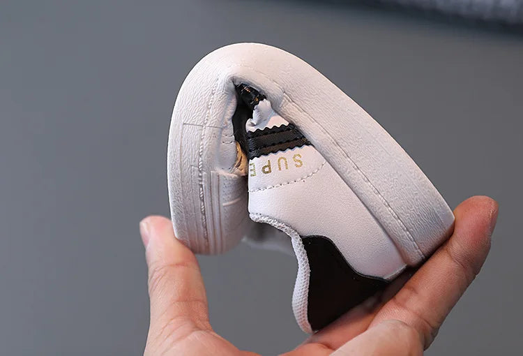 Children's Sneakers Kids Fashion Design White Non-slip Casual Shoes Boys Girls Hook Breathable Sneakers Toddler Outdoor Shoes Ohberri