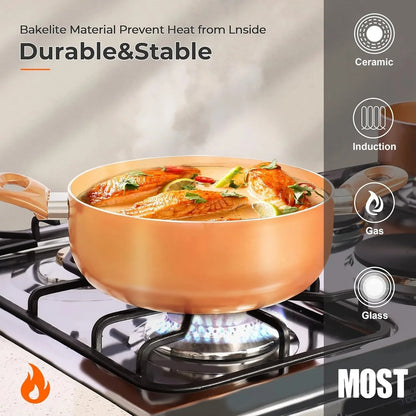 10pcs Cookware Set Ceramic Nonstick | Copper Aluminum , Induction Ohberri