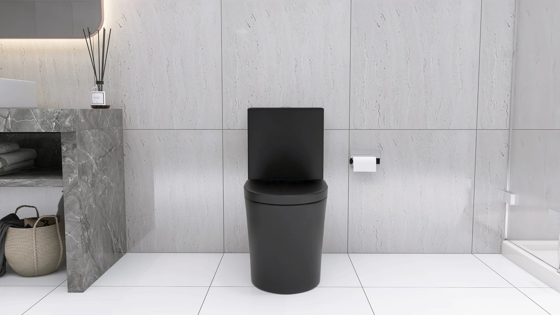 Matte Black Elongated One Piece Toilet Dual Flush 1.1/1.6 GPF Water Saving Map 1000g,Matte Black Ohberri