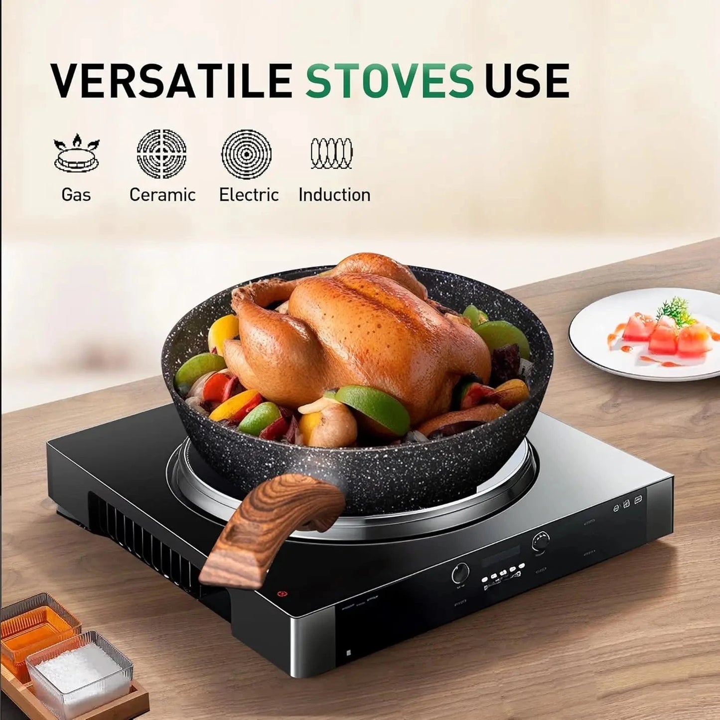 Pots and Pans Set Non Stick, 12 Piece Nonstick Kitchen Cookware Sets, Nonstick Granite Ohberri