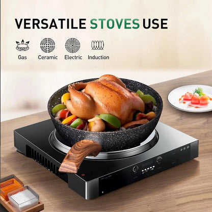 Pots and Pans Set Non Stick, 12 Piece Nonstick Kitchen Cookware Sets, Nonstick Granite Ohberri