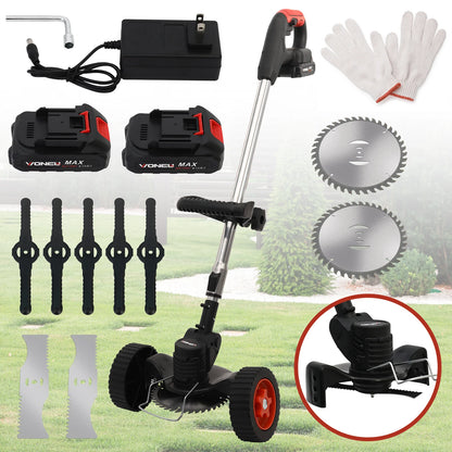 Electric Weed Wacker String Grass Trimmer Cordless with 2x2.0Ah Battery 21V Lightweight Lawn Grass for Garden and Yard Lawn - Ohberri