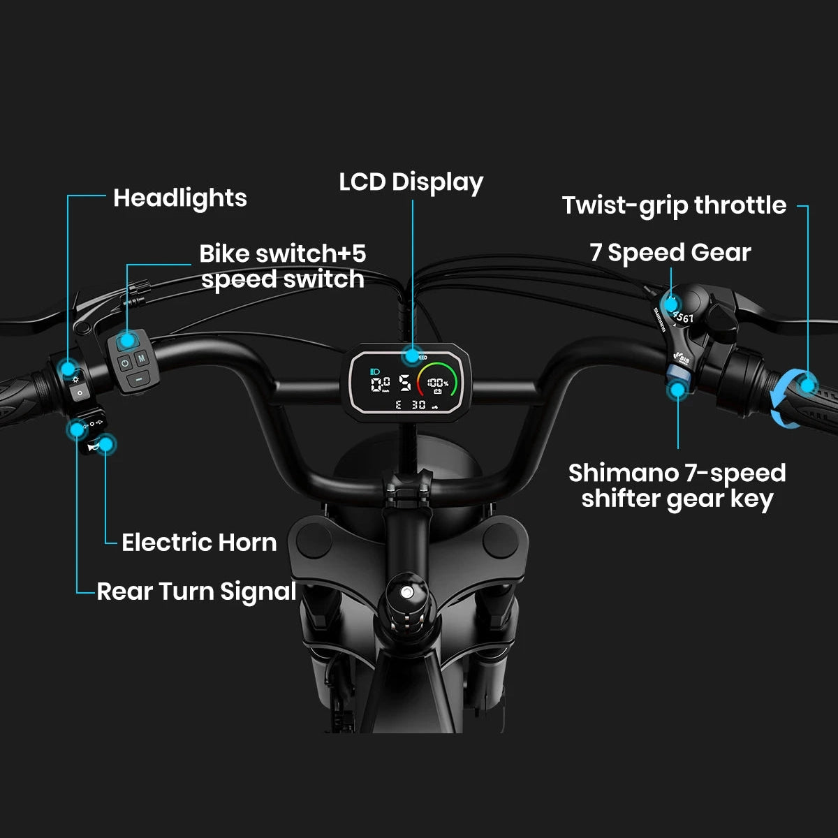 Electric Bike 1000W Motor 48V 20AH 20“ Tire - Ohberri