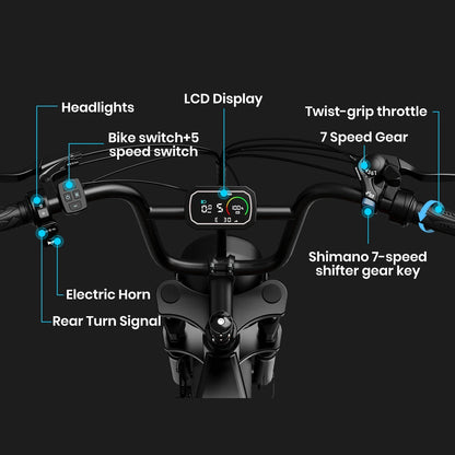 Electric Bike 1000W Motor 48V 20AH 20“ Tire - Ohberri