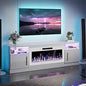 Fireplace with TV Stand 36" inch Electric Fireplace Up to 80" TVs, LED Light Modern Wood High Gloss Ohberri