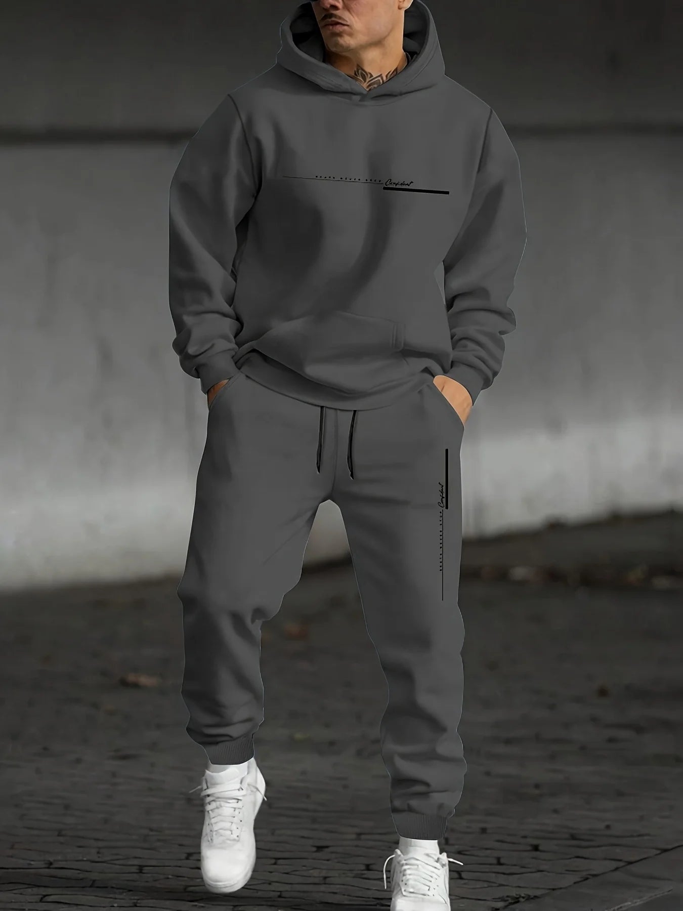 Men's Fall Printed Hoodie and Jogger Set Ohberri