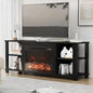 fireplace tv stand for television up to 65 inch, modern with storage shelves -black Ohberri