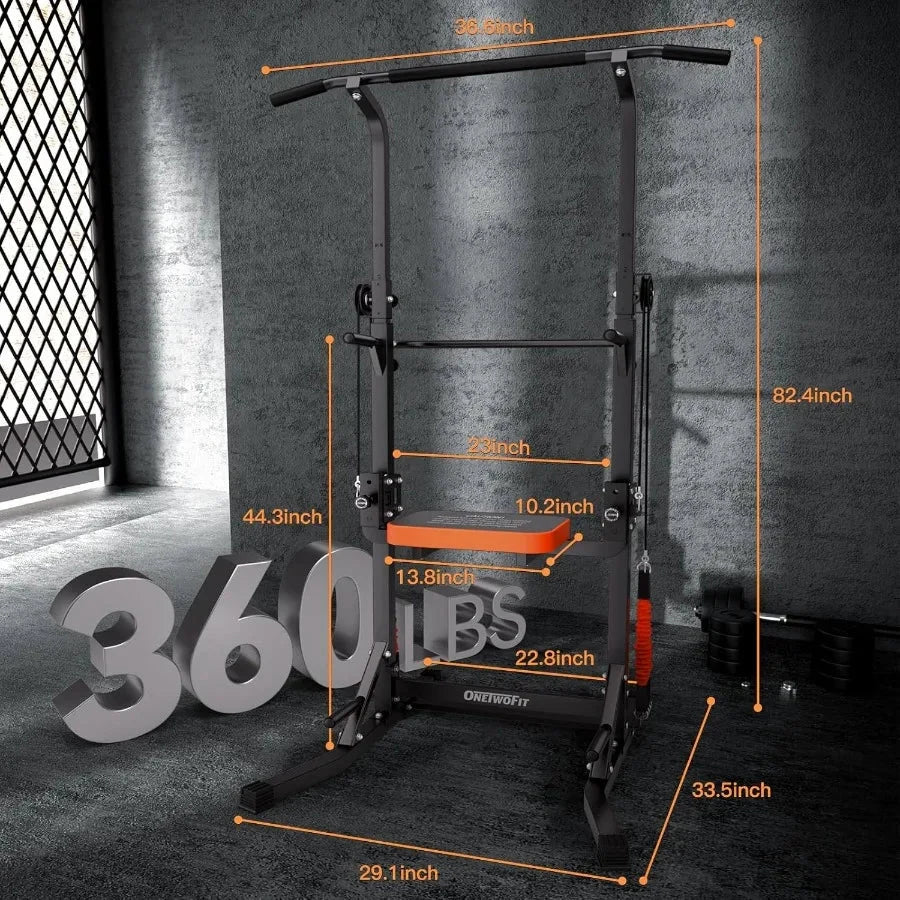 Power Tower Pull Up Bar Station Assistive Trainer, Multi-Function Adjustable Height Dip Station Ohberri