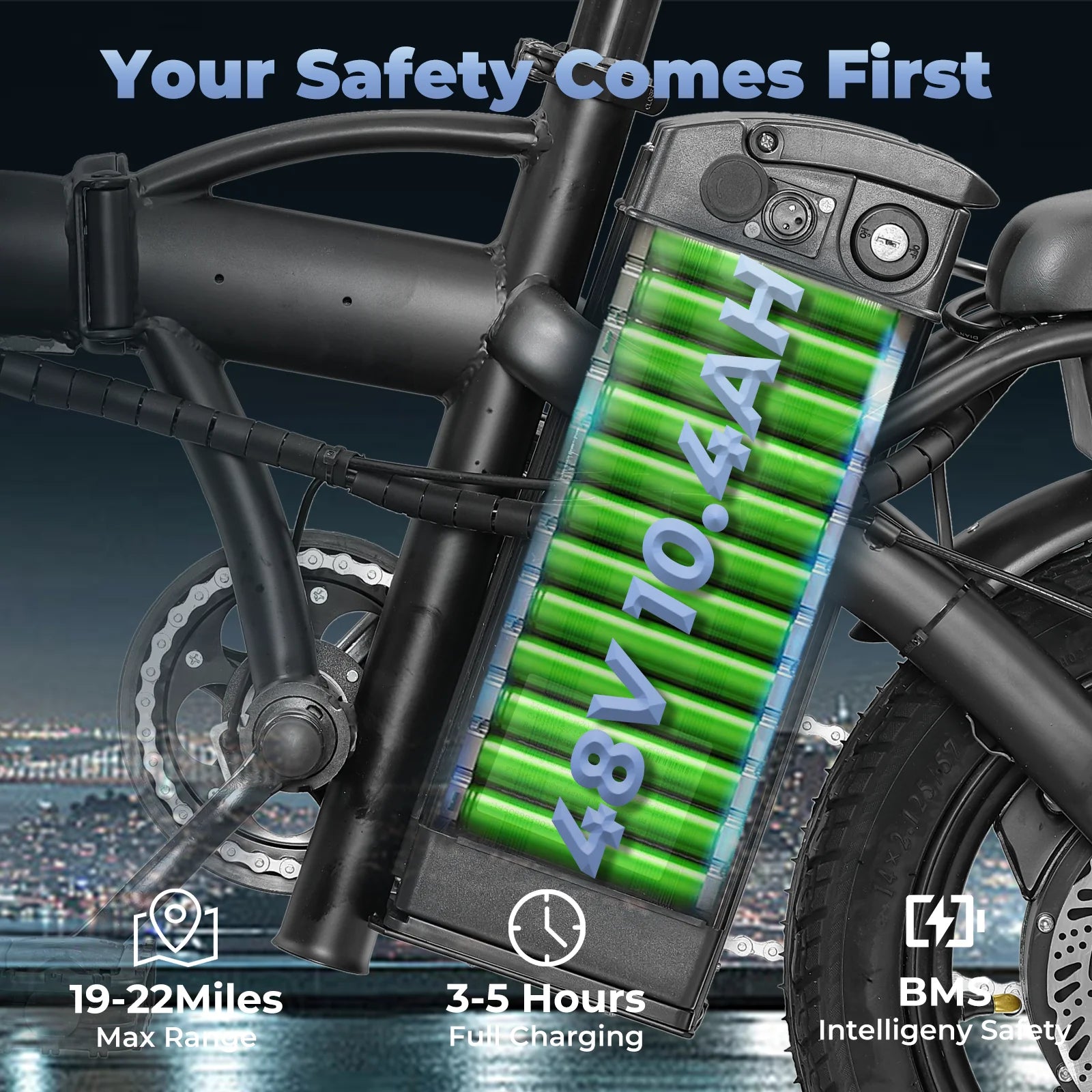 14 inch 500W 24MPH 48V 10Ah battery, 3-level pedal assist - Ohberri