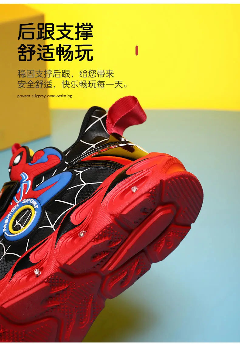 Disney Boys Shoes LED Lights Cartoon Autumn Children's Sports Shoes Leather Non-slip Children's Running Shoes Sneaker Size 25-35 Ohberri