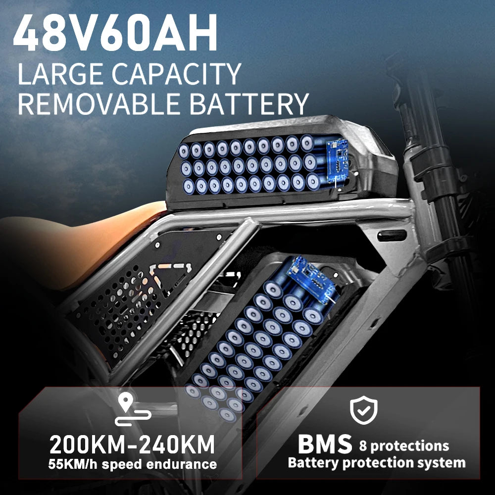 QS7 Electric Bike 1500W 48V 60AH - Ohberri