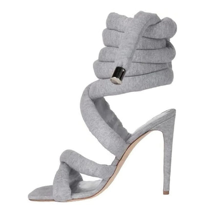 Grey strappy gladiator Heels Ohberri