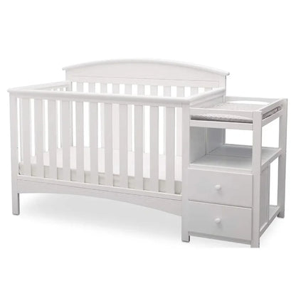 Convertible Crib & Changer Combo  White, 3-in-1 Baby Nursery Set for Newborns to Toddlers - Ohberri