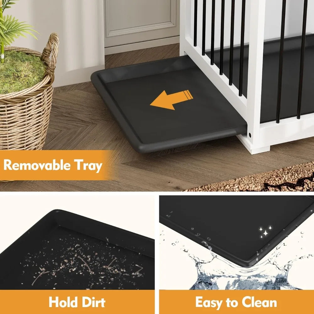 70.9" Large Double Dog Crate Furniture Ohberri