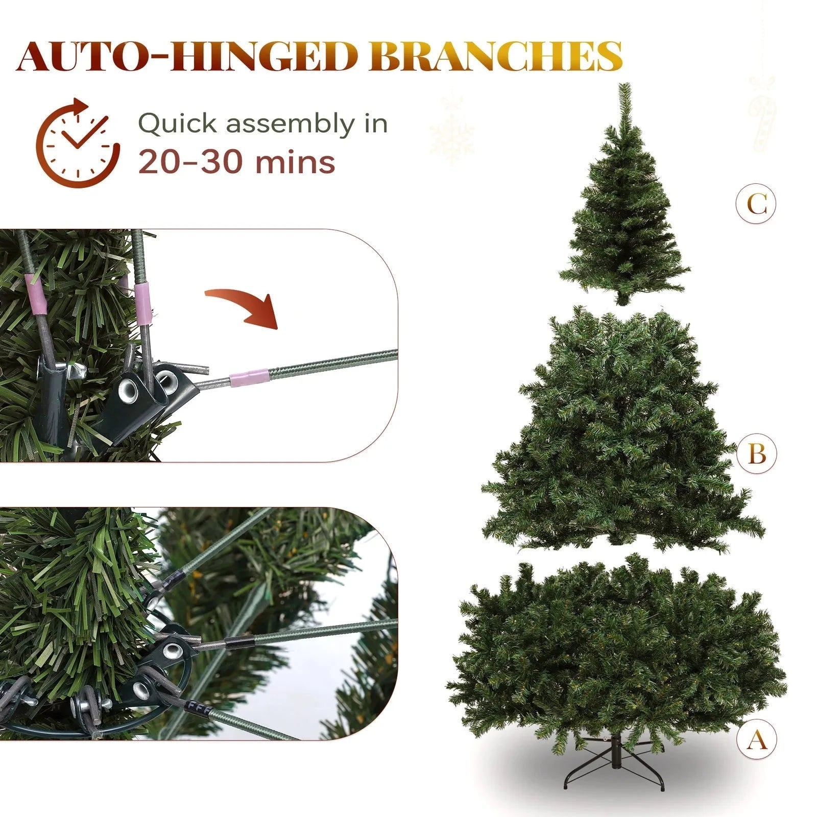 6ft Pre-Lit Spruce Artificial Christmas Tree with 880 Branch Tips & 250 Lights Ohberri
