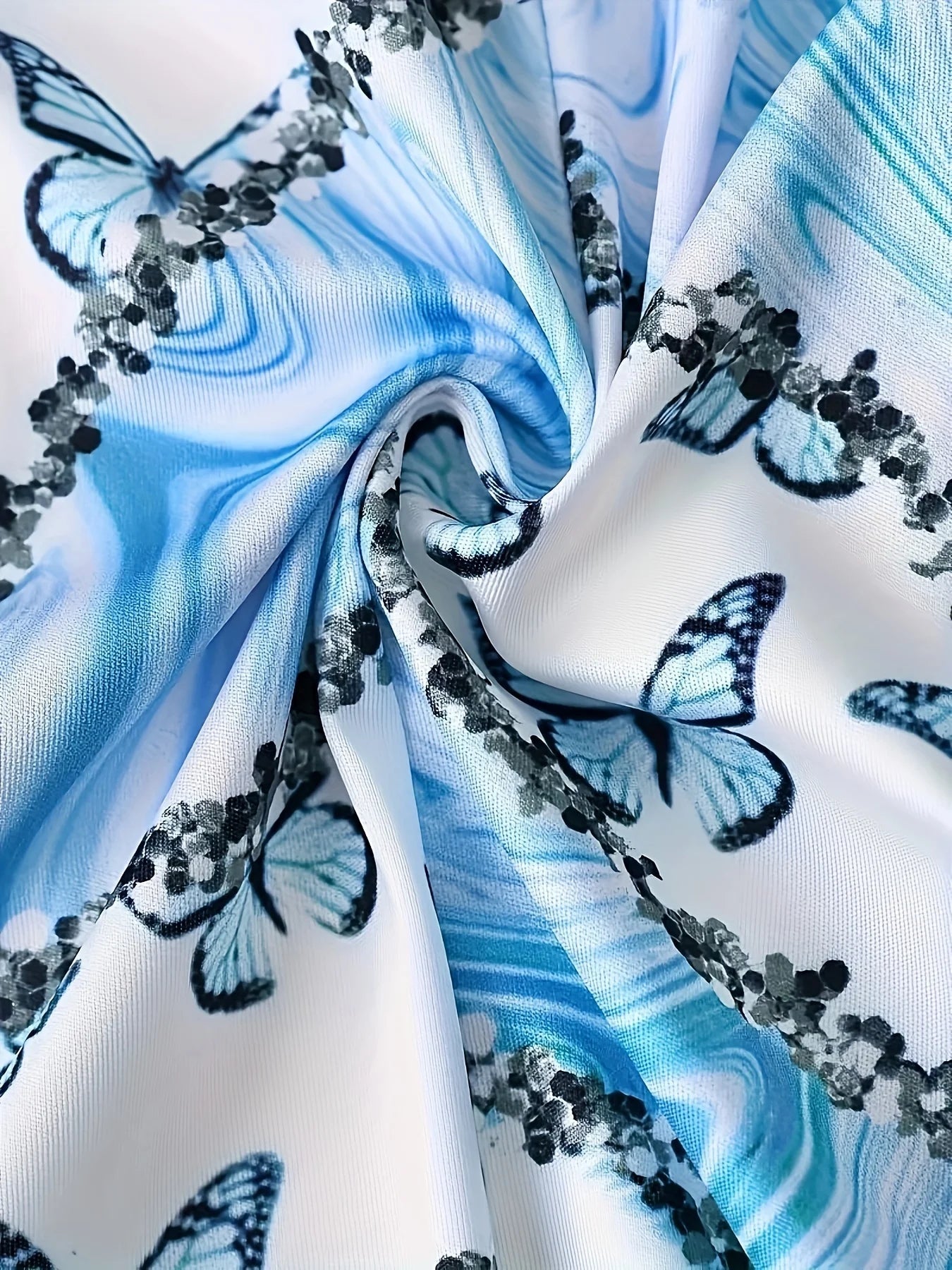 Elegant Butterfly Print Two-Piece Set Ohberri