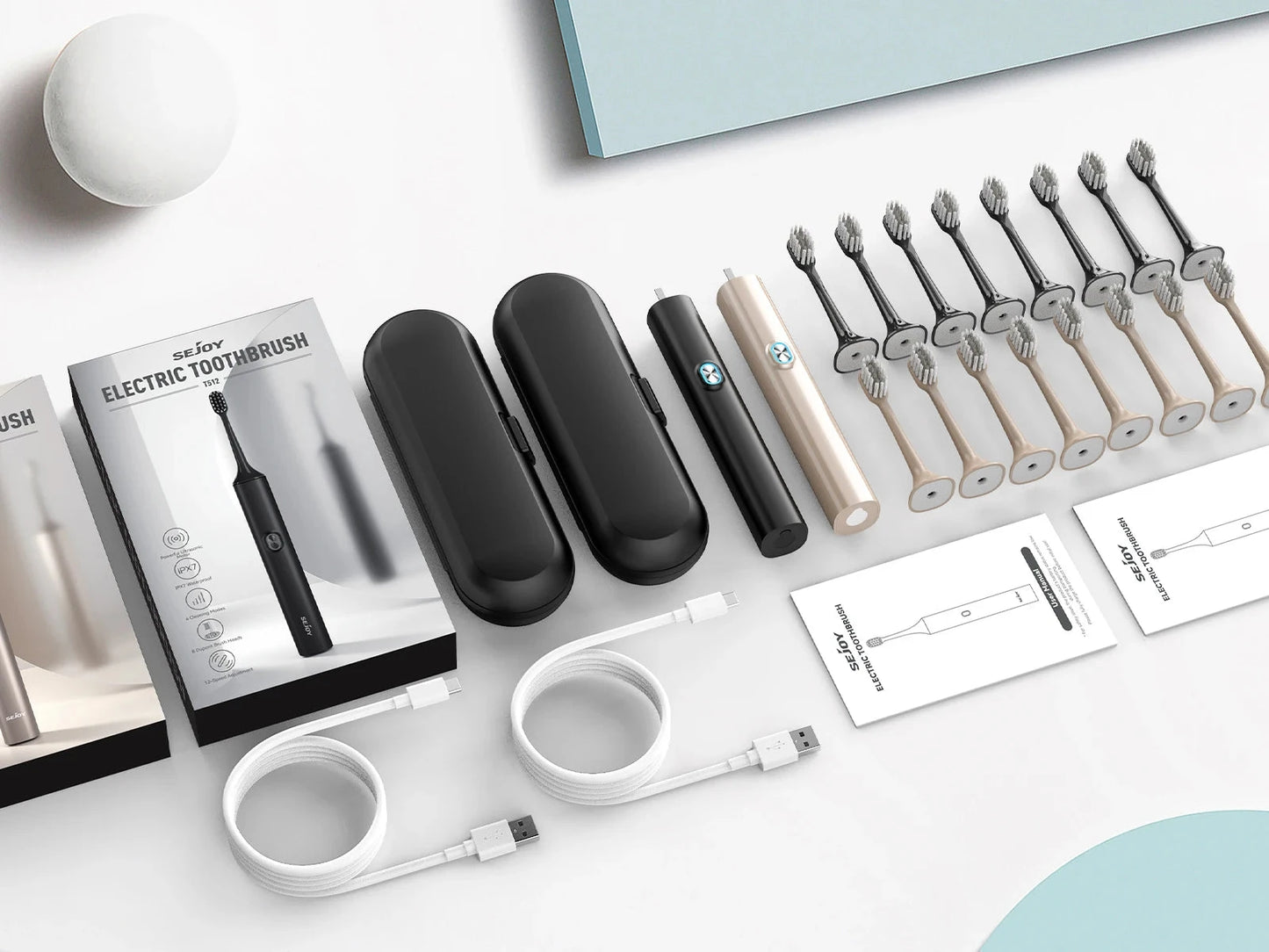 Electric Toothbrush with 8 Brush Heads for Adults Rechargeable Ohberri