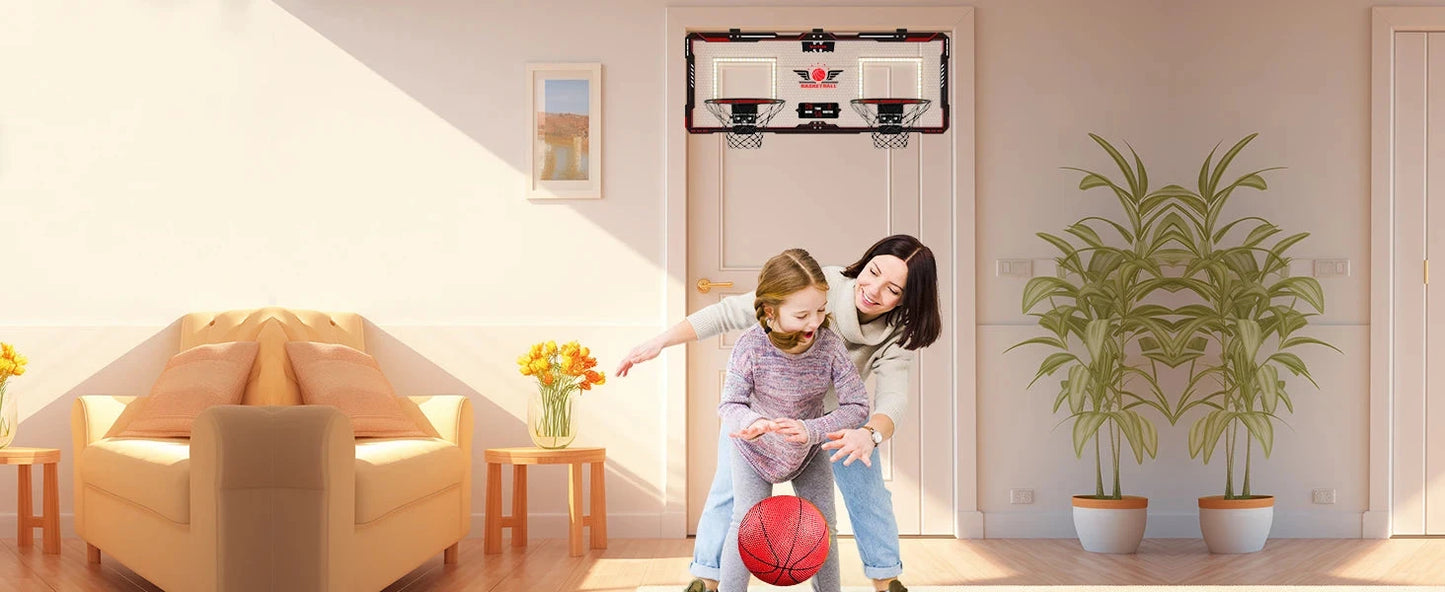 Basketball Hoop x2 Indoor Outdoor Electric Mini Basketball Scoreboard 4x Balls Ohberri