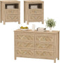 3 Pieces Bedroom Set with 6 Drawer Dresser and 2 Drawer Nightstands, Wooden - Ohberri