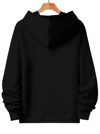 Bold Skull Letter Print Long Sleeve Pullover with I'm Who I Am Design Hoodie Ohberri