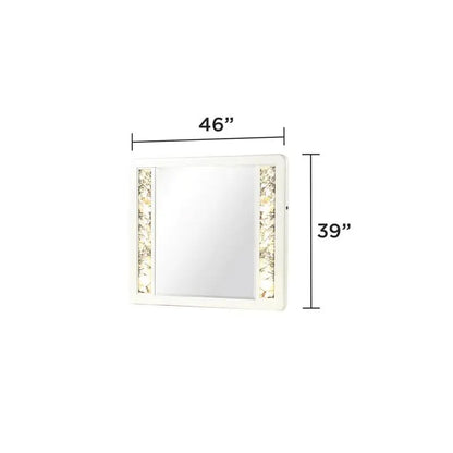 5-Pc King Upholstered Bedroom Set with Wood & Gold Accents in Beige - Ohberri