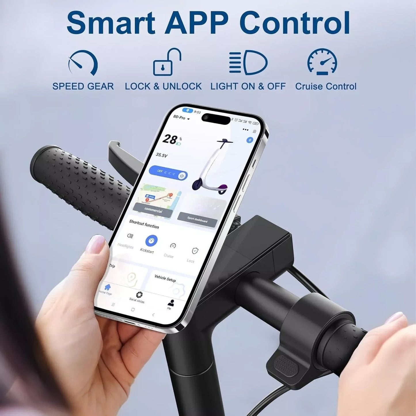 350W 19mph APP Smart Control Scooter 8.5inch tire 16miles Max Range Ohberri