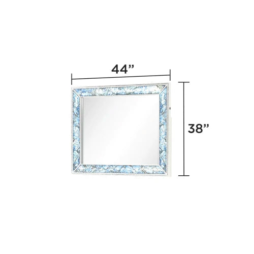 Modern Style 5 Pc King Upholstered Bedroom Set Made with Wood and Crystal Accents in White - Ohberri