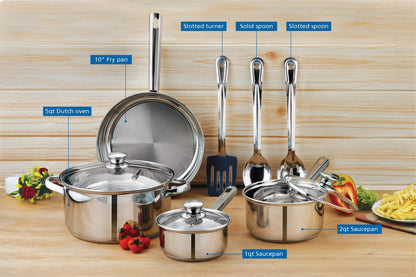 10-Piece Nonstick Stainless Steel Cookware Set Ohberri