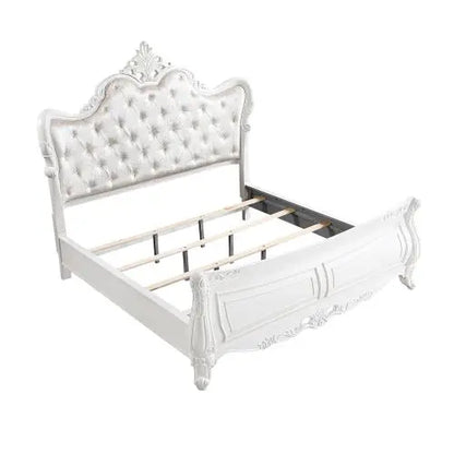 Modern Style 5 Pc King Bedroom Set Made with Wood in Pearl White - Ohberri