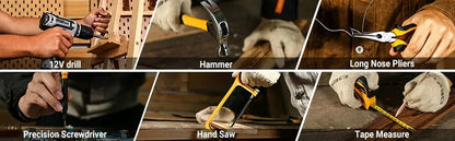 DEKO Mechanic Toolbox with 12V Power Cordless Drill Hand Repair Tools Sets Ohberri