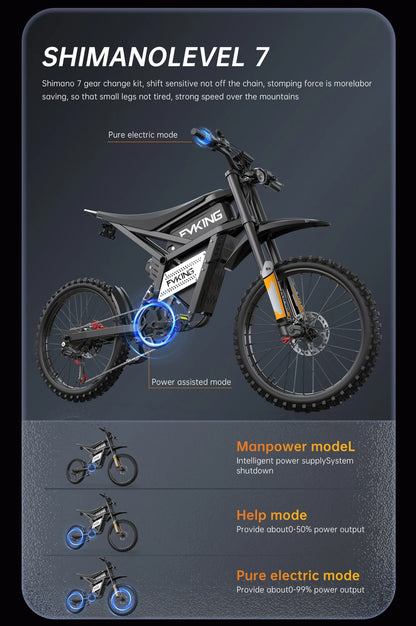 Dual Battery, Peak 2900W 52V, Dual 20Ah, 25inchTires,off-road Mountain E-Bike - Ohberri