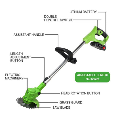 Weed Trimmer Lawn Electric Brushles 2-in-1 Cordless String Grass Trimmer Cutter Fast Charger With 2 xBattery for Yard Garden - Ohberri