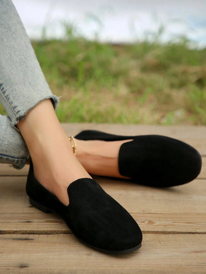 Women's Black Suede Loafers Ohberri