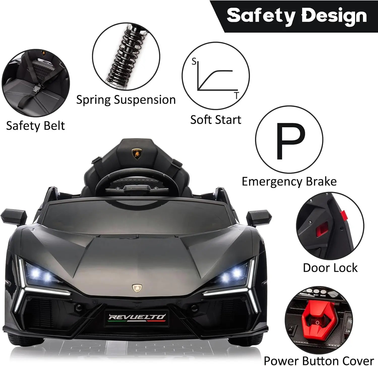 Ride On Car for Kids Licensed Lamborghini Revuelto Electric Vehicle 12V Battery Powered Ohberri