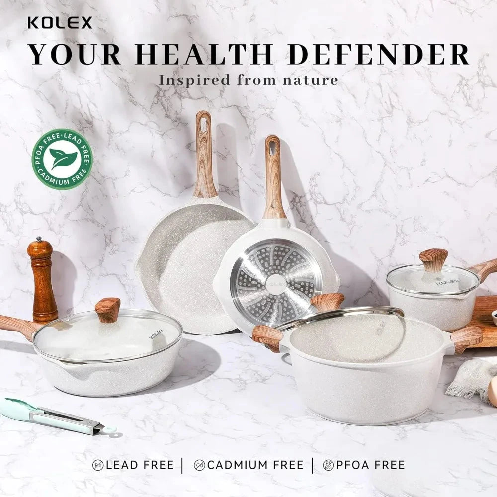 10-Piece Copper Pan Luxury Induction Cookware Set, Non-Stick, 21.5 x 11.5 x 11 Ohberri