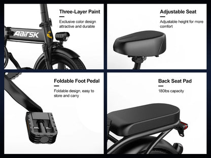 Electric Bike 750W Peak Motor 48V15AH LCD Display 14-inch Tire Electric Bicycle - Ohberri