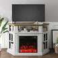 Corner tv stand with fireplace for 55" televisions, storage cabinets Ohberri