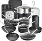True 20 Pc Pots and Pans Set Non Stick Cookware Set with Deep Square Pan and Bakeware Set, Non Toxic Ohberri