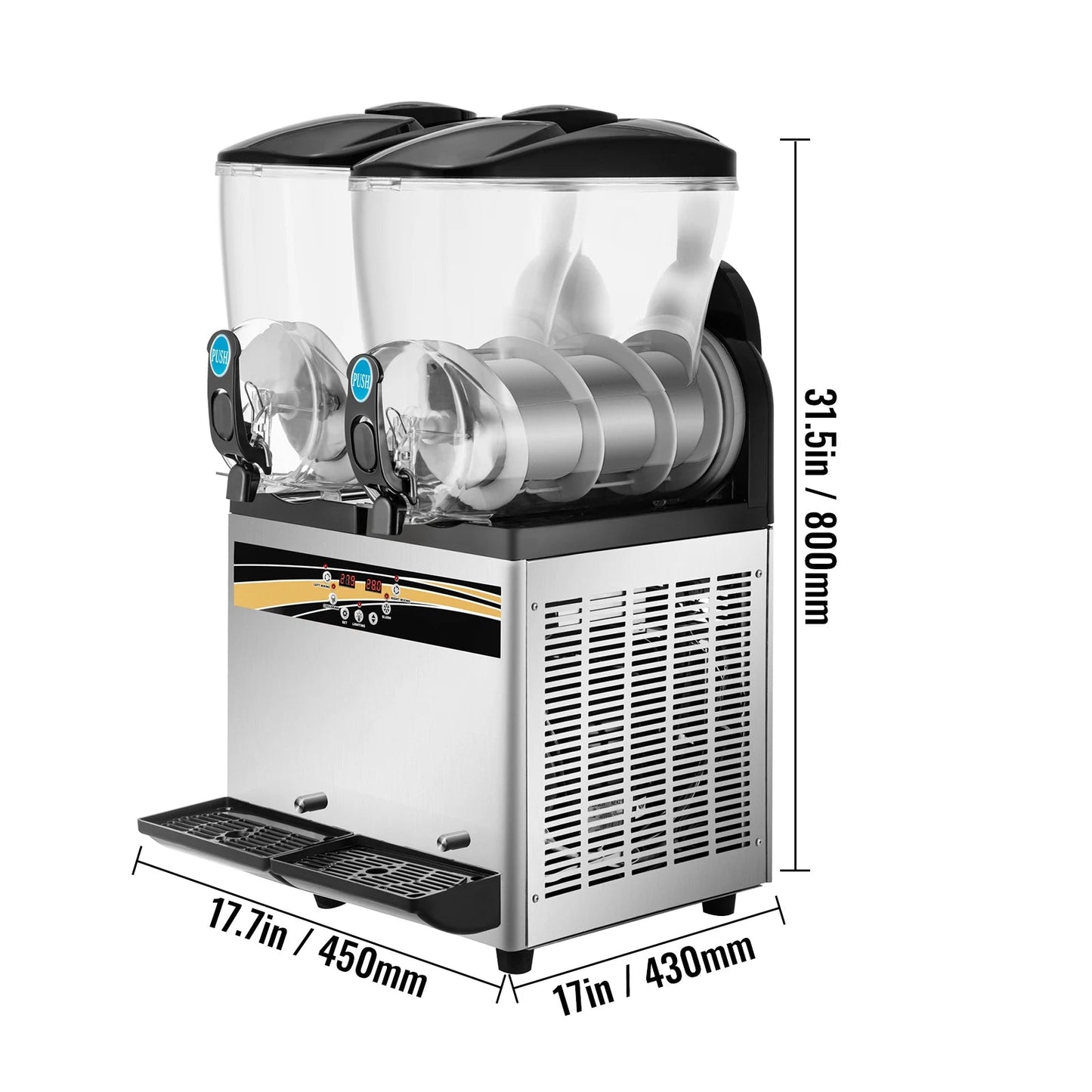 2x15L Commercial Slushy Machine Tank Margarita Maker 1000W Stainless Steel Ohberri