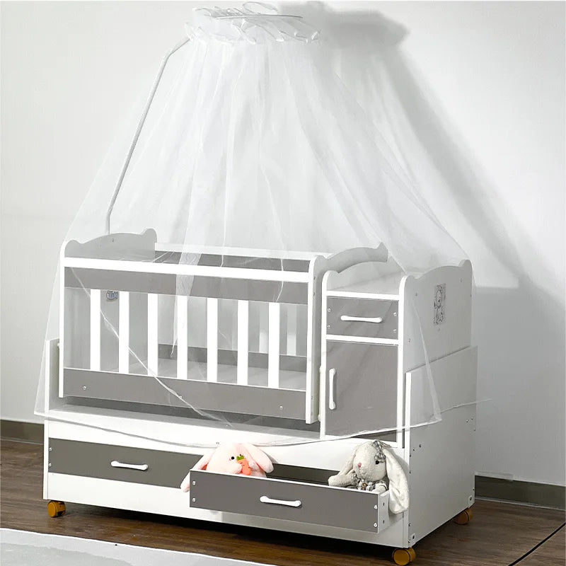 Wooden Baby Crib with Removable Drawers - Ohberri