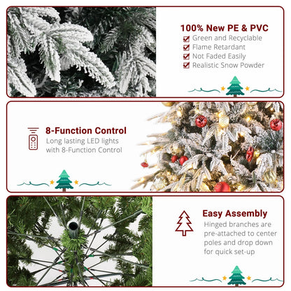 7ft Automatic Tree Structure Single-Sided PVC Material Green Flocking 1687 Branches 450 Lights Warm Color 8 Modes Ohberri