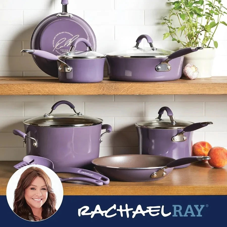 Nonstick Cookware Pots and Pans Set 12 Piece Lavender Purple Ohberri
