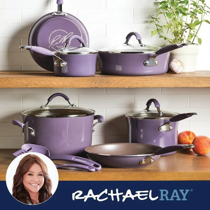 Nonstick Cookware Pots and Pans Set 12 Piece Lavender Purple Ohberri