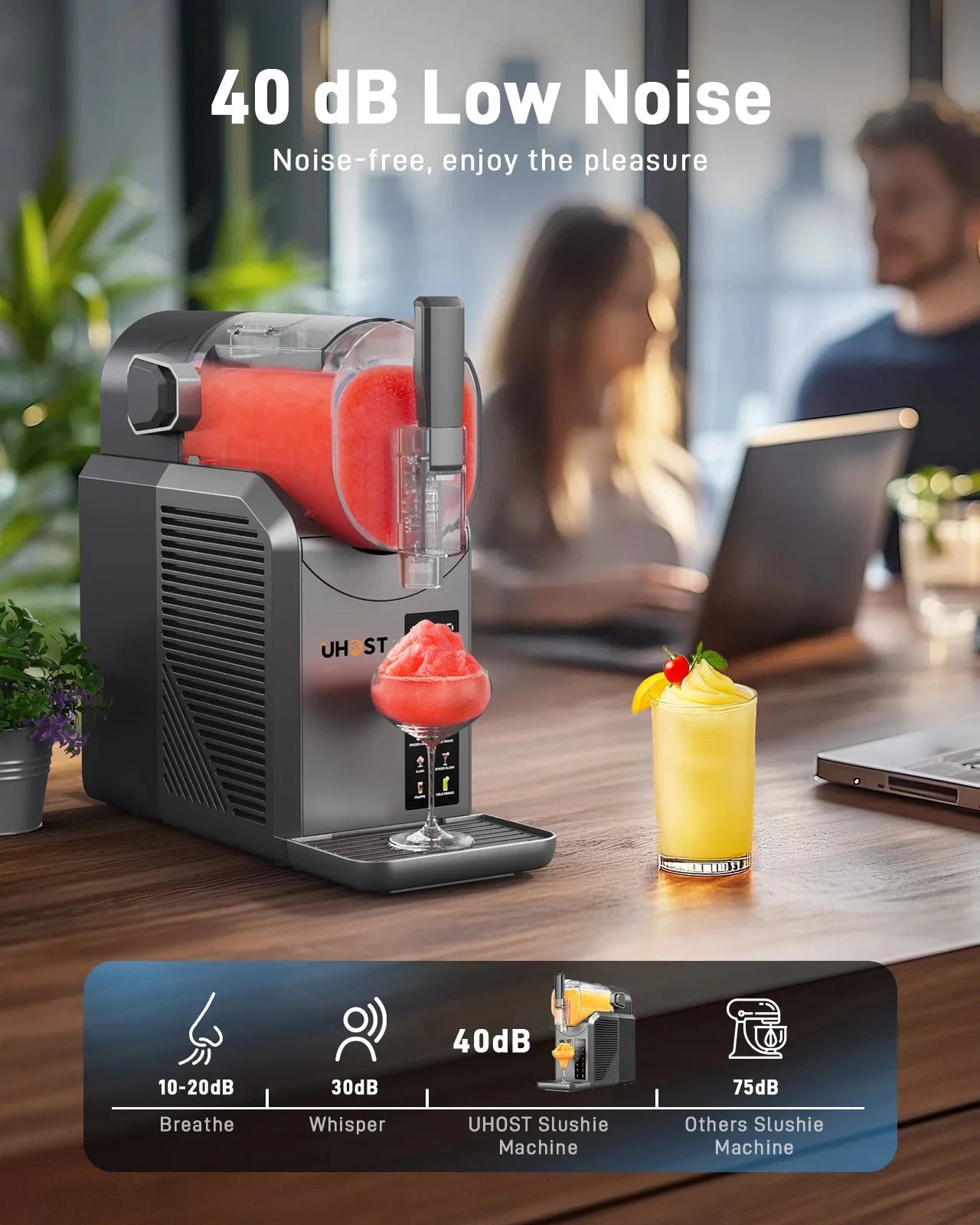 Slushie Machine with Self-Cleaning Function No Ice Needed 7 Preset Programs Ohberri